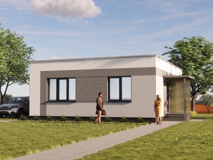 Projekt domu trzypokojowego 8,6 x 10,9 m - Klen 6  Główna fasada