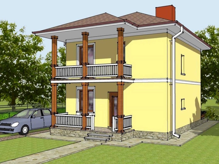 Projekt dwupiętrowego domu 81 m2 z balkonem i tarasem - Agatha 2 Główna fasada