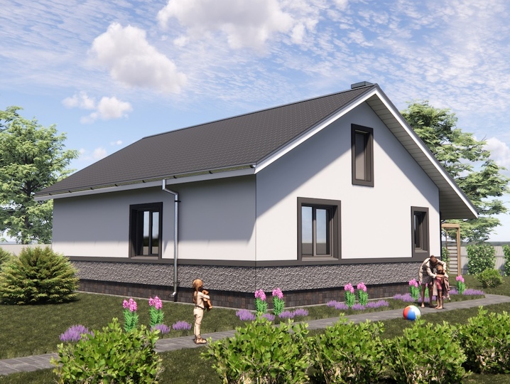 Projekt domu schroniskowego 85m2 Żytomierz Tylna fasada
