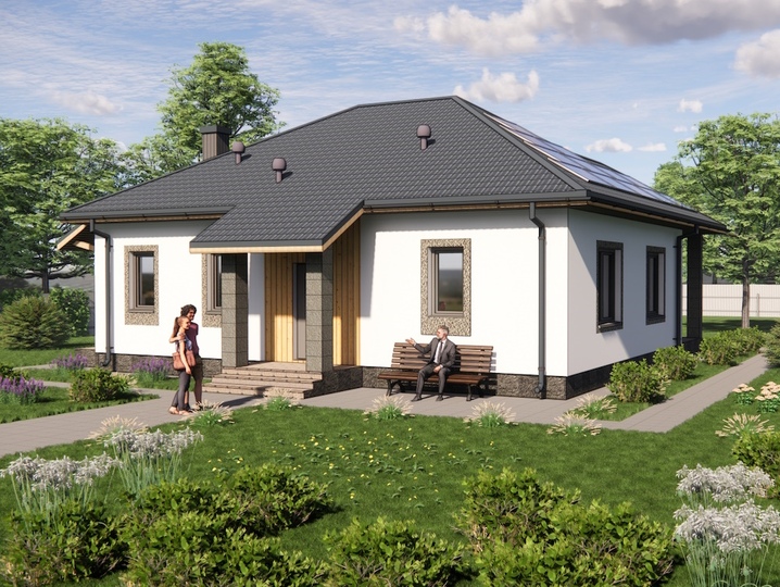 Projekt domu schroniskowego 86m2 Żytomierz 2 Główna fasada