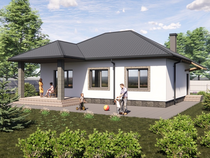 Projekt domu schroniskowego 86m2 Żytomierz 2 Tylna fasada