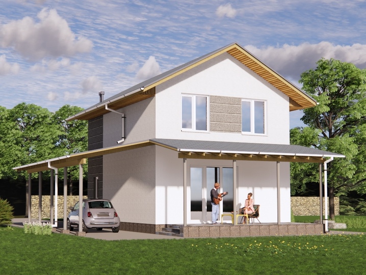 projekt domu 90m2 Horobyna 5 Tylna fasada