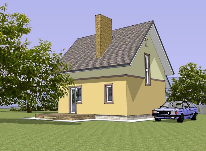 House plans from aerated concrete - Shpak 3  Rear facade