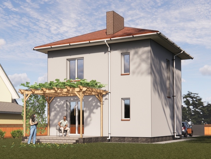 Projekty domów 7x7 projekt Shpak Tylna fasada