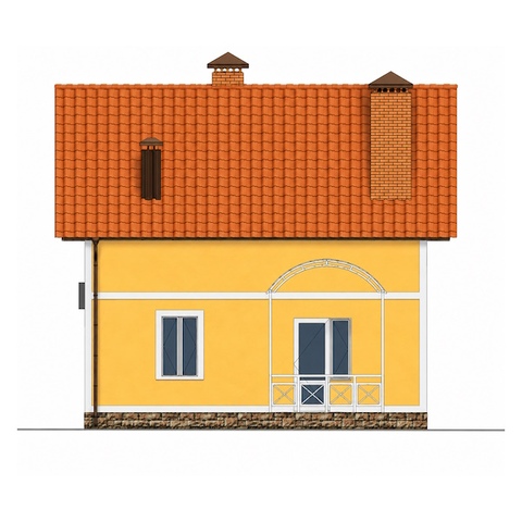 Right facade of a two-story house Ruta 2