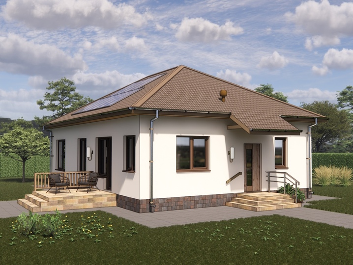 Projekt domu parterowego z trzema sypialniami - Kamelia 5 Główna fasada