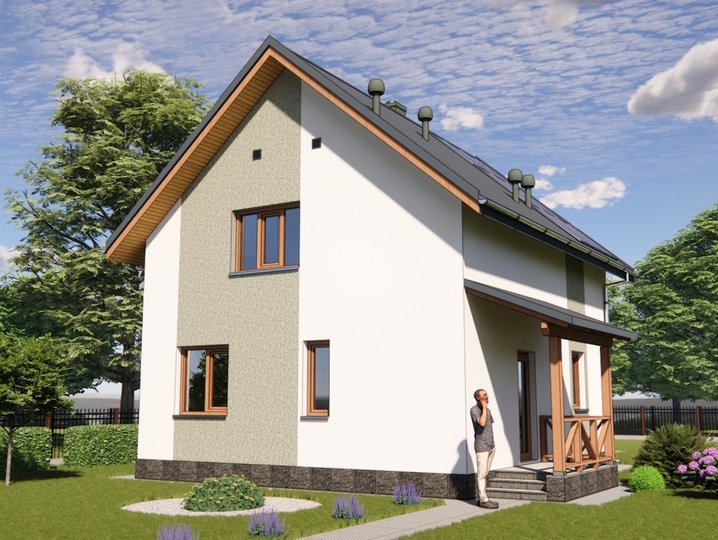 projekt domu mansardowego Ruta 4 Główna fasada