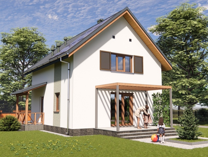projekt domu mansardowego Ruta 4 Tylna fasada