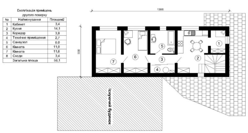 план другого поверху активного будинку в реконструкції