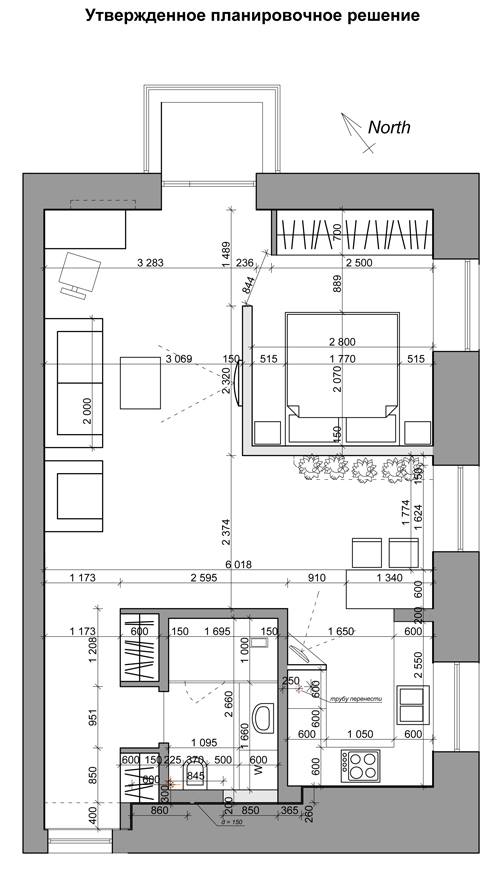 дизайн проект - утвержденное планировочное решение