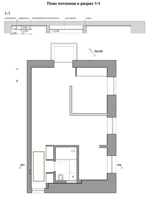 дизайн проект - план и разрез потолков