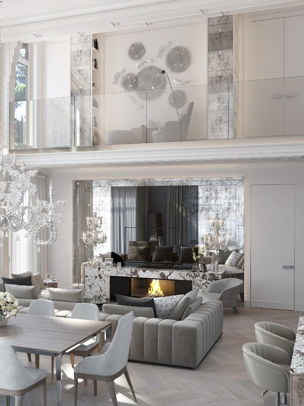 проект дизайна интерьера дома с камином