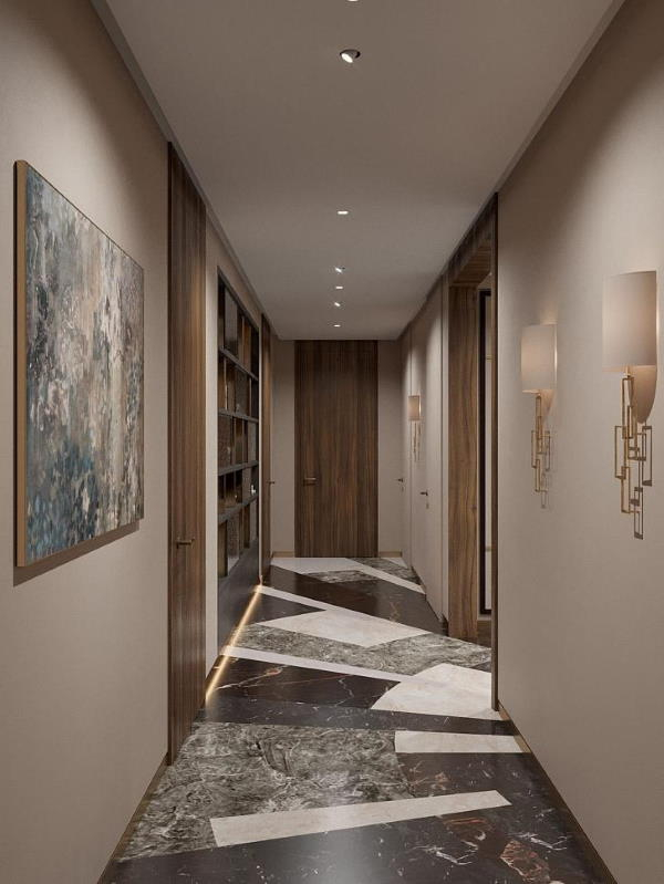 стильна мармурова підлога в коридорі
