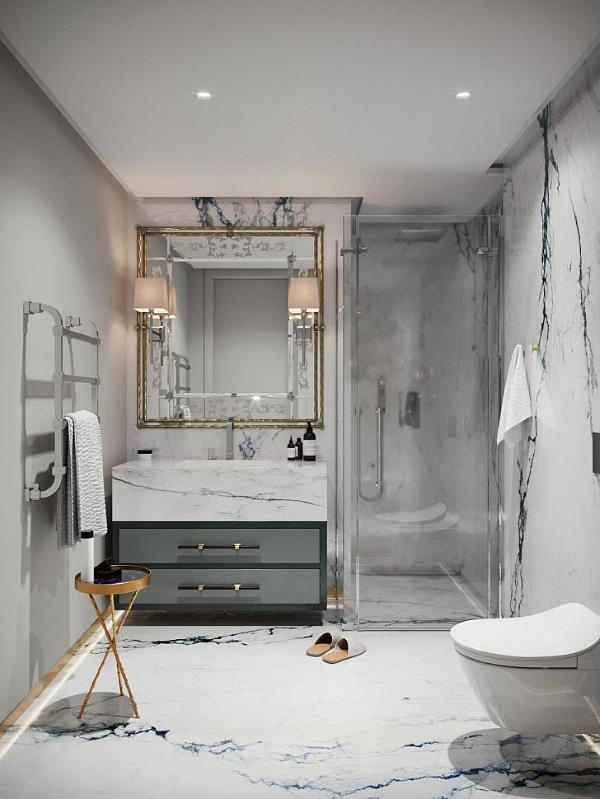 проект інтер'єру санвузла в будинку 235 м2