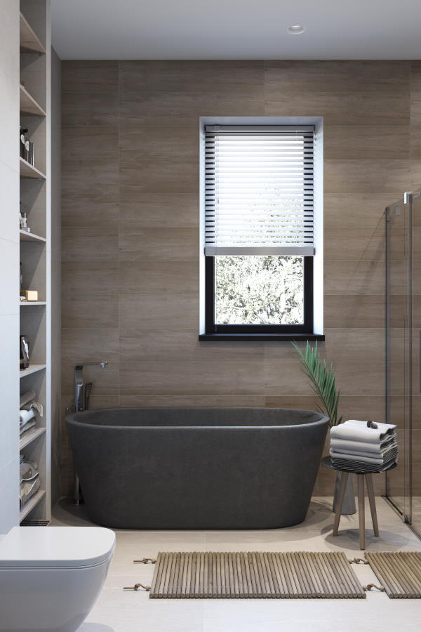 дизайн ванної кімнати в стриманих тонах будинку в Білогородці
