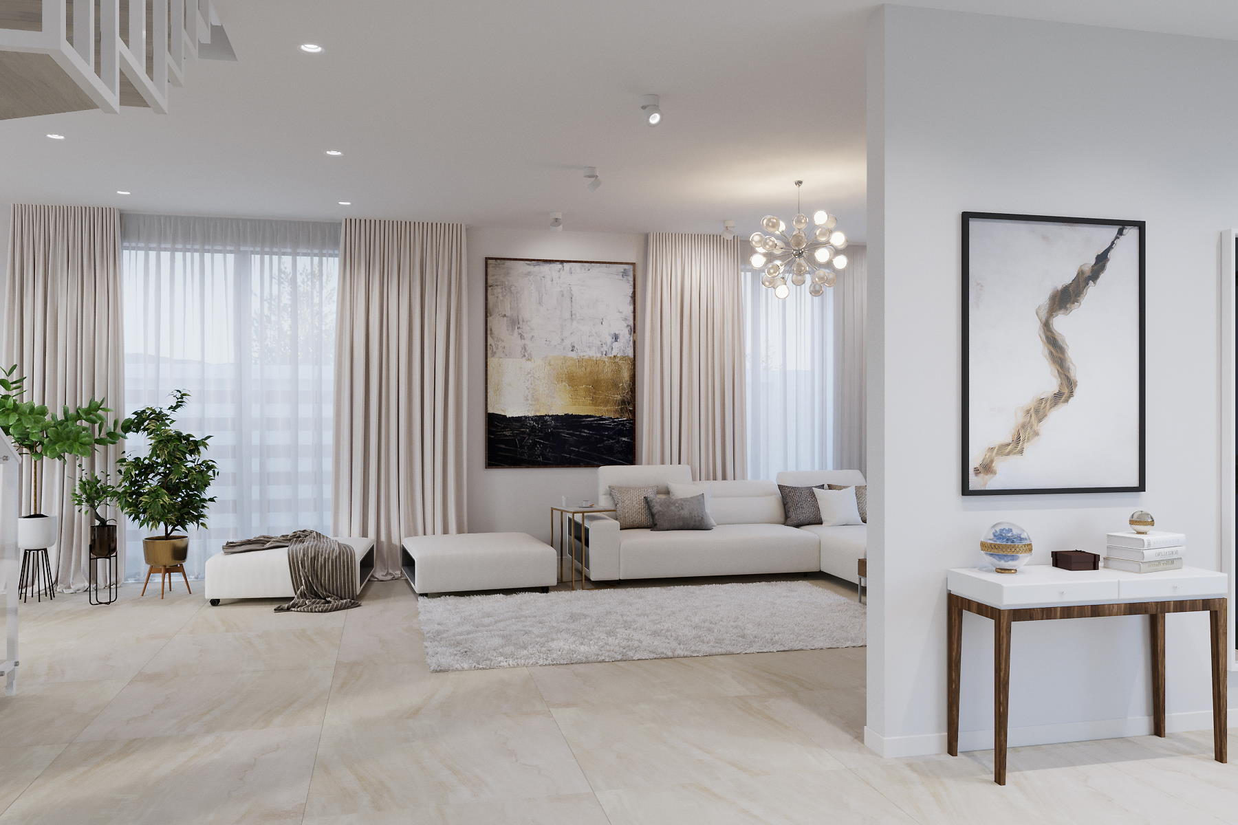 інтер'єр вітальні в будинку 250 м2