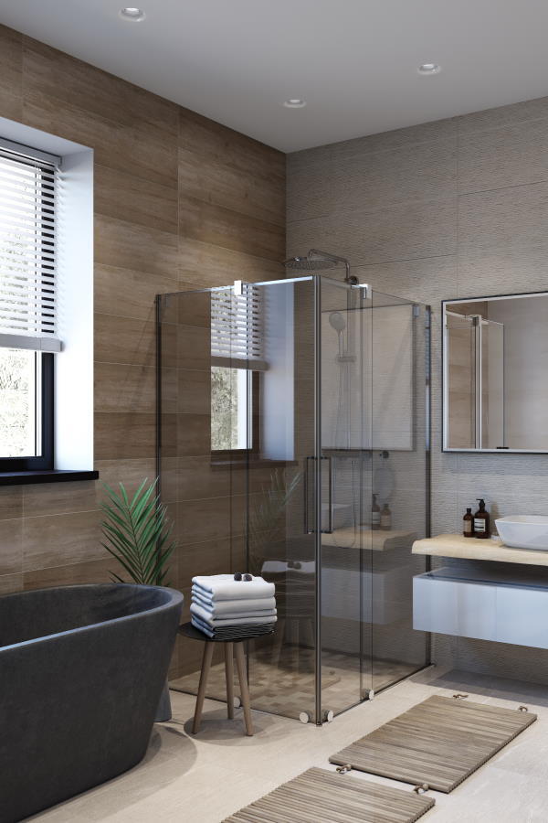 ванна кімната дизайн в сучасному стилі, будинок в Білогородці