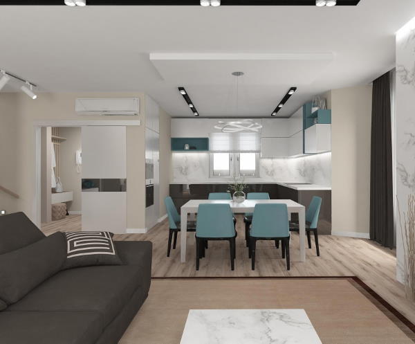 дизайн вітальні з кухнею