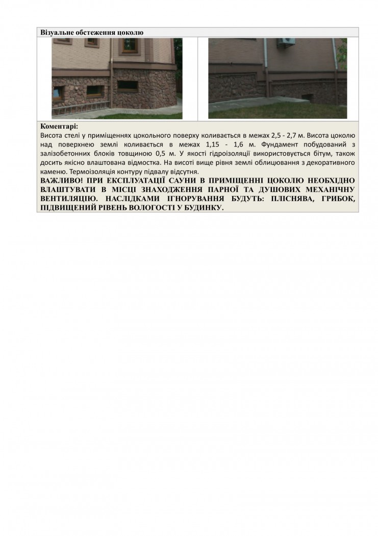 обстеження цоколя