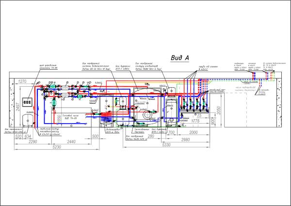 позначення елементів котельні на розрізі