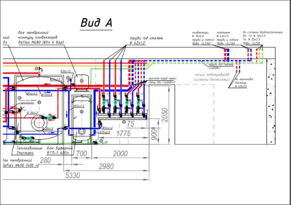 місце повітропроводів системи вентиляції