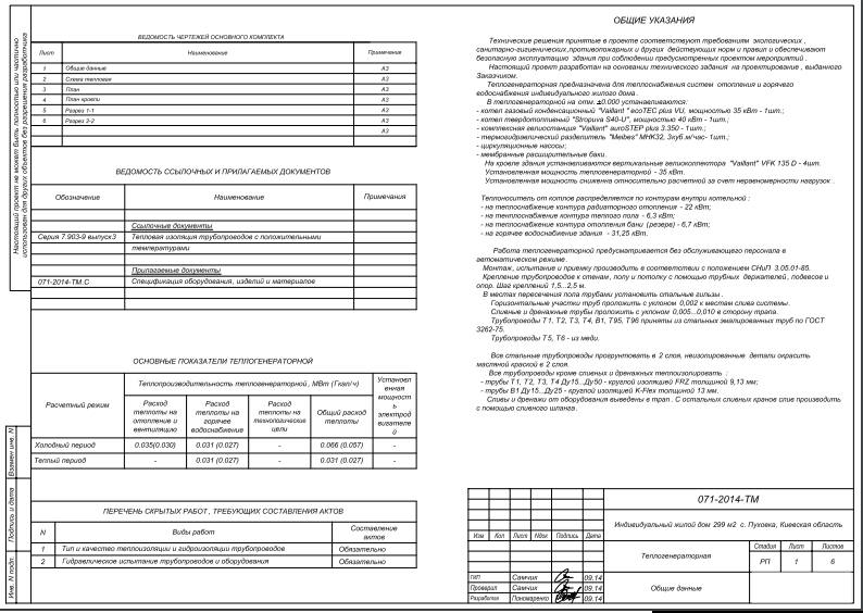 проект теплогенераторної загальні дані