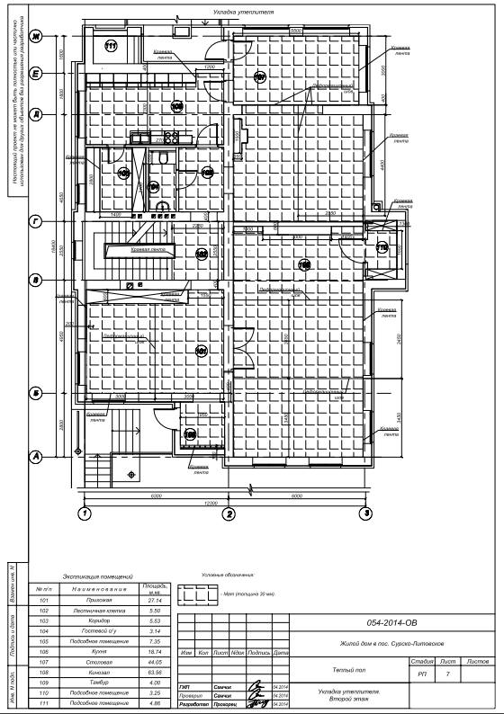 розрахунок теплих водяних підлог - утеплення 1го поверху