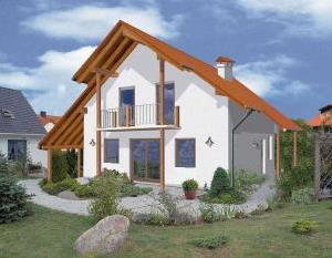 готовый проект дома с мансардой и навесом для авто