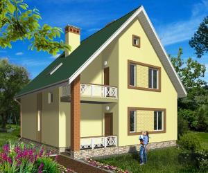 проект дома с мансардой и балконом Ворзель 2