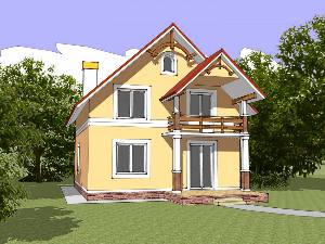 проект будинку з мансардою і двома помешканнями