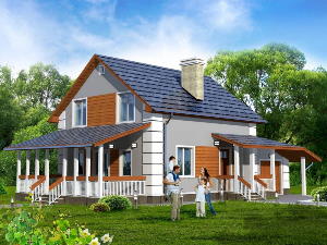  Проект мансардного дома Чадо5. Проекты домов с мансардой и гаражом от AkvilonPro