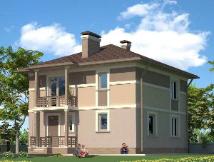 Проект двухэтажного коттеджа Квадрат 4. Проекты домов киев