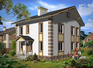 проект двоповерхового будинку з двосхилим дахом