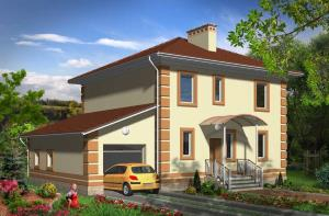 проект двоповерхового будинку з гаражем та майстернею