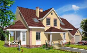 проект будинку з мансардою та гаражем Черешня