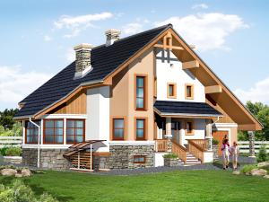 Проект будинку з мансардою та гаражем Чибис