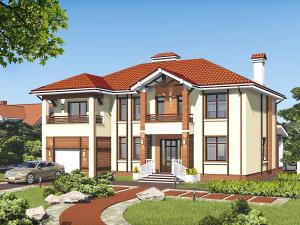 проекти будинків  двоповерхових з гаражем і балконом