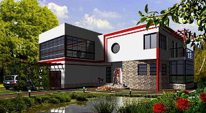 Проекти будинків з плоским дахом Кубик 294 м2, проекти котеджі від AkvilonPro