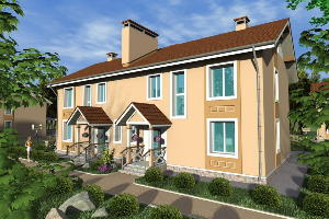 Проект котеджу для двох сімей Миха 3. Будинки з піноблоків