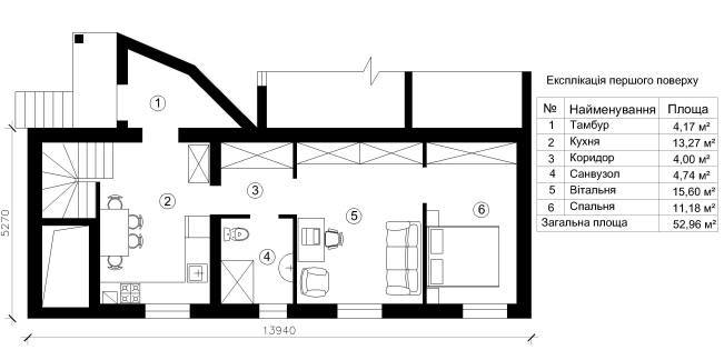 Вариант планировки первого этажа