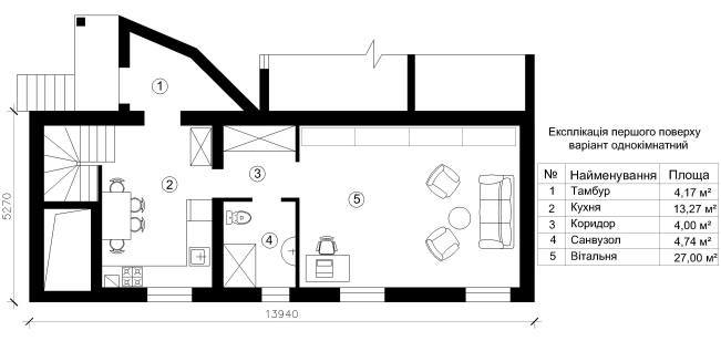 вариант однокомнатной квартиры после реконструкции