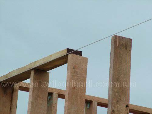 Перед укладанням обв'язувальних балок слід перевірити висоту стійок, натягнувши по верху шнур
