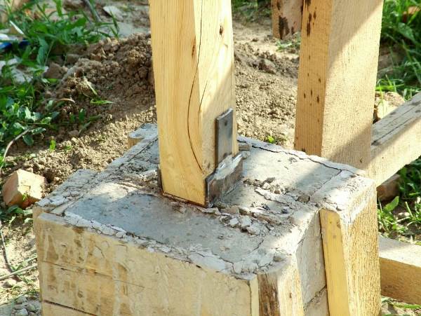 Установка стійок ганку на стовпчастий фундамент