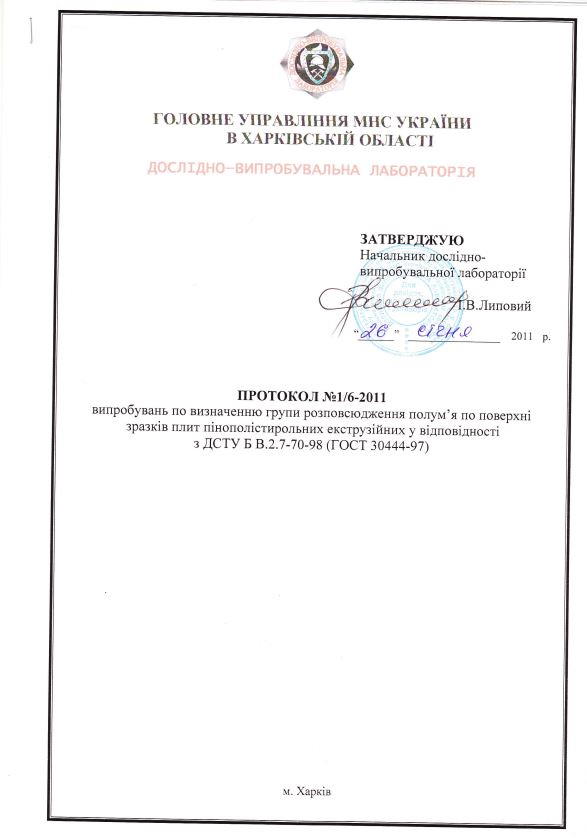 Протокол випробування на роспространеніе вогню